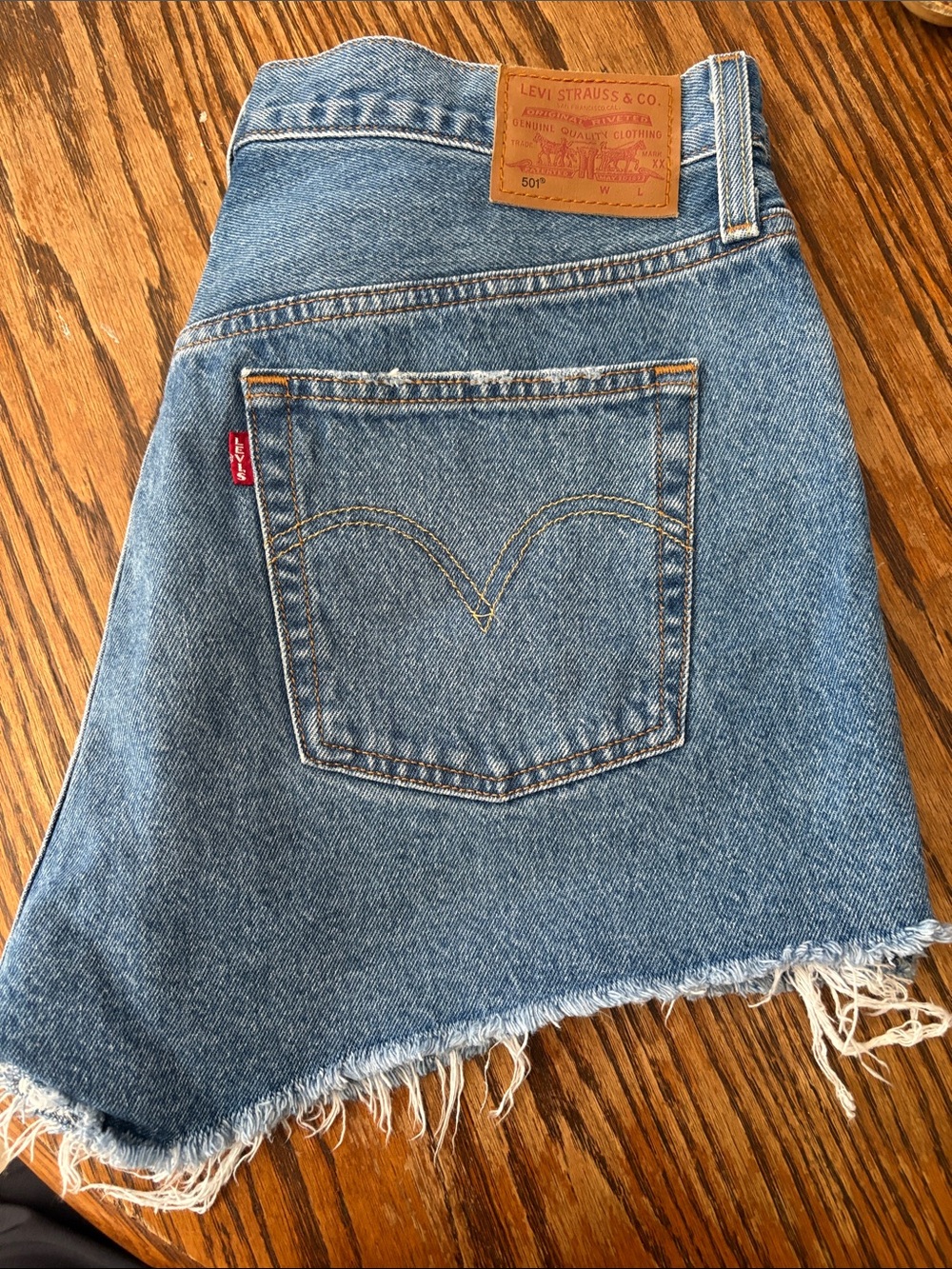 Levi's 501s Light Blue Denim Jean Shorts with Frayed Hem